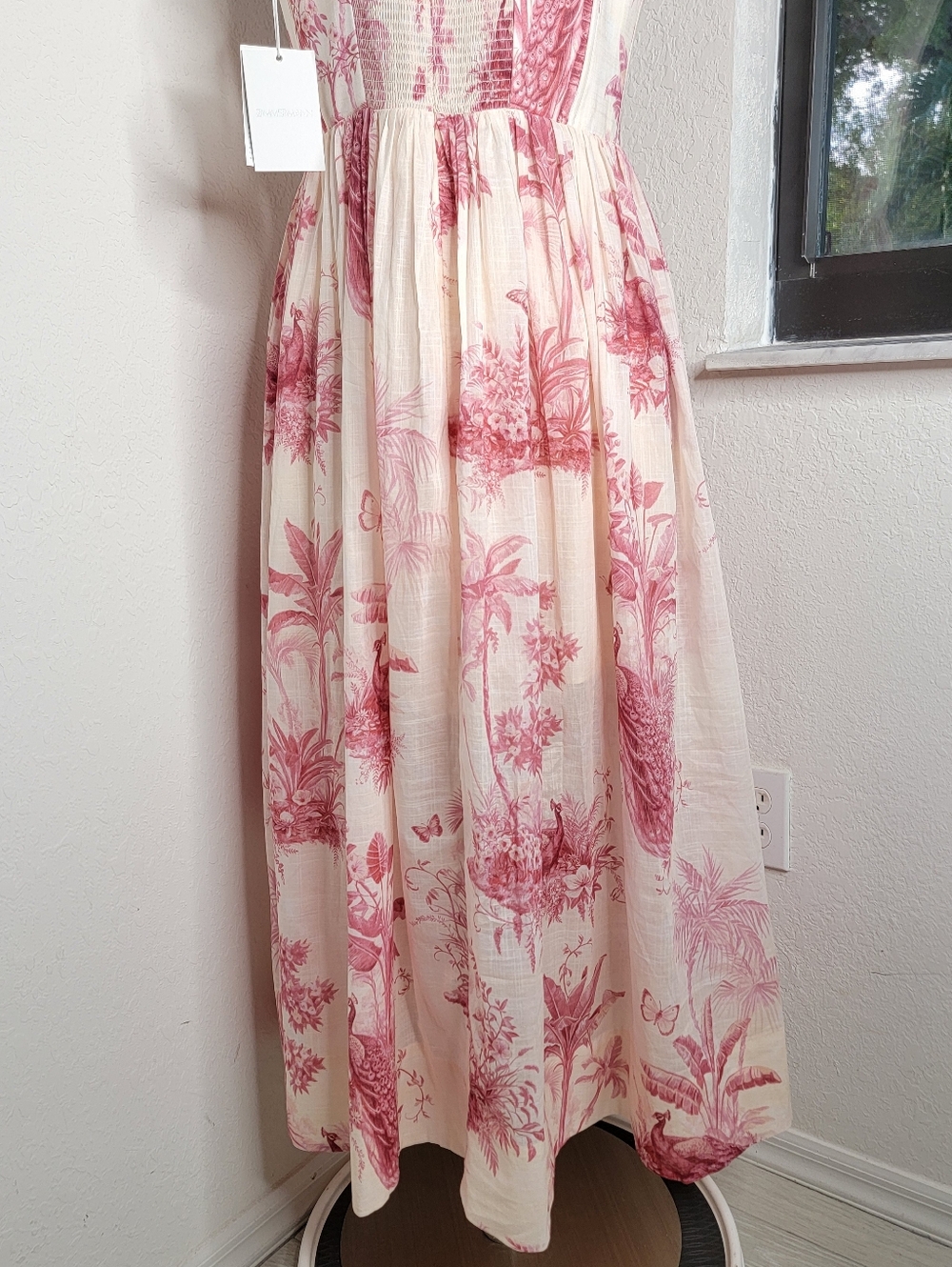 ZIMMERMAN Waverly Corset Midi Dress In Pink Palm NWT AUS 3/US L. - Picture 11 of 14